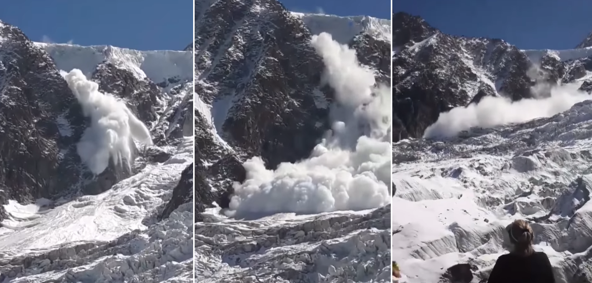 Une avalanche impressionnante filmée dans le massif du MontBlanc